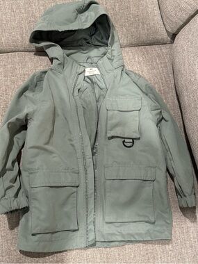 H&M Kids Hooded Raincoat in Sage Green